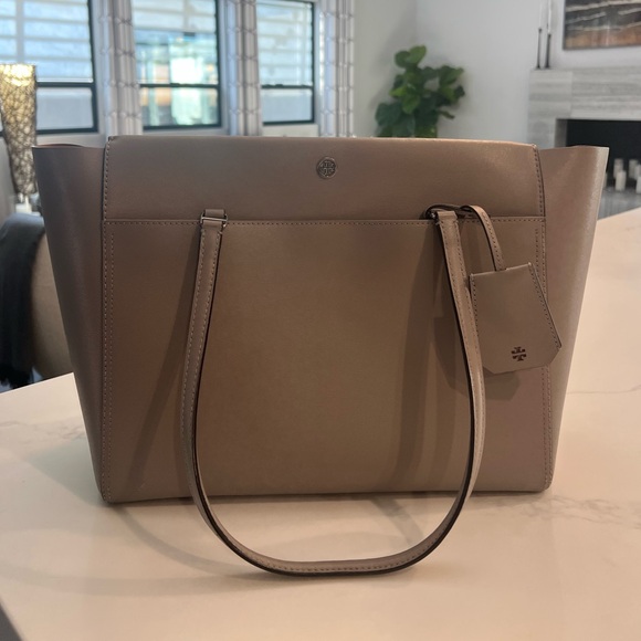Tory Burch Handbags - Tory Burch Parker Tote Leather Grey Office Bag Purse